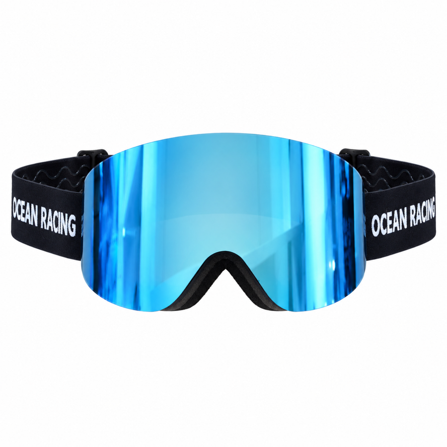 Ocean Racing ORG ski goggle, blue mirror lens, on white