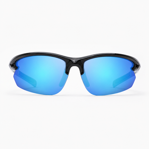Gloss Black / Blue Mirror Polarized Lens 1