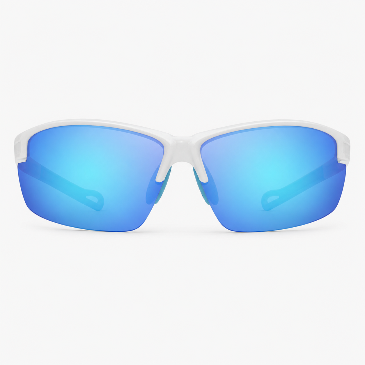 Gloss White / Blue Mirror Polarized Lens 1