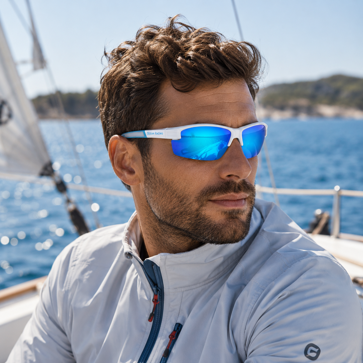 Gloss White / Blue Mirror Polarized Lens 2