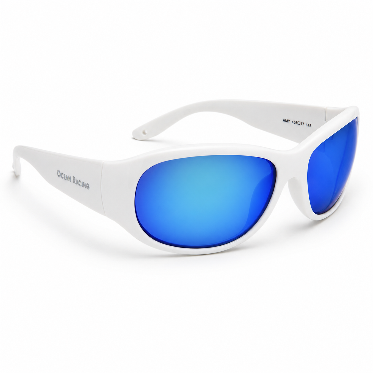 Gloss White / Blue Mirror Polarized Lens 4