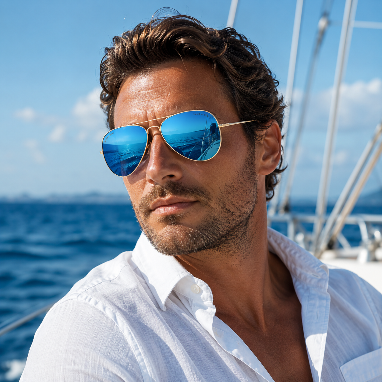 Gold Metal / Blue Mirror Polarized Lens 2