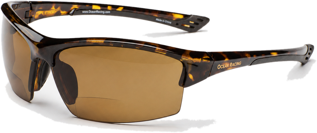 Mackinaw polarized reader sunglasses, gloss tortoise frame with brown lens