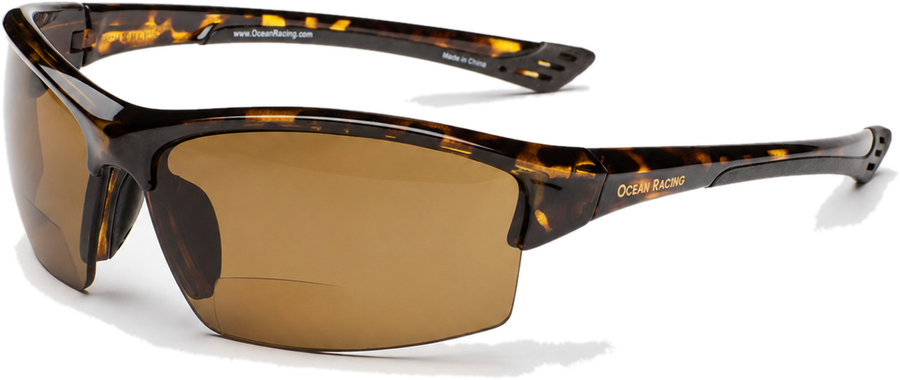 Mackinaw polarized reader sunglasses, gloss tortoise frame with brown lens