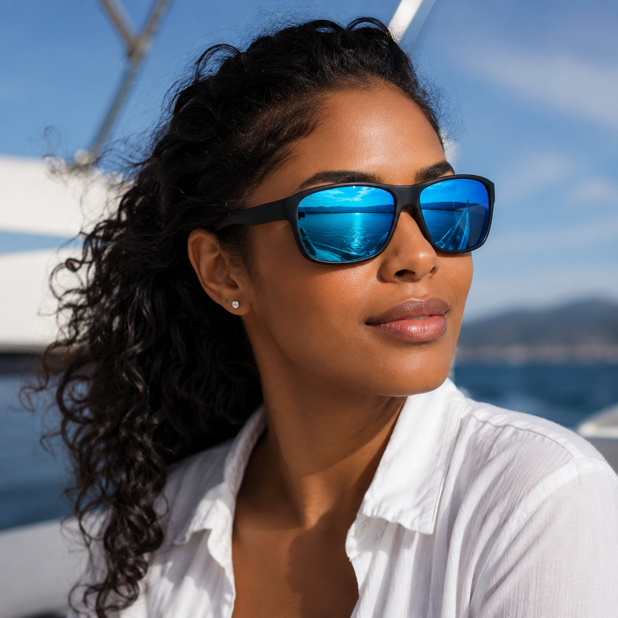 Matte Black / Blue Mirror Polarized Lens 2