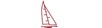 Ocean Racing logo, white letters with the red sail, for navy backgrounds