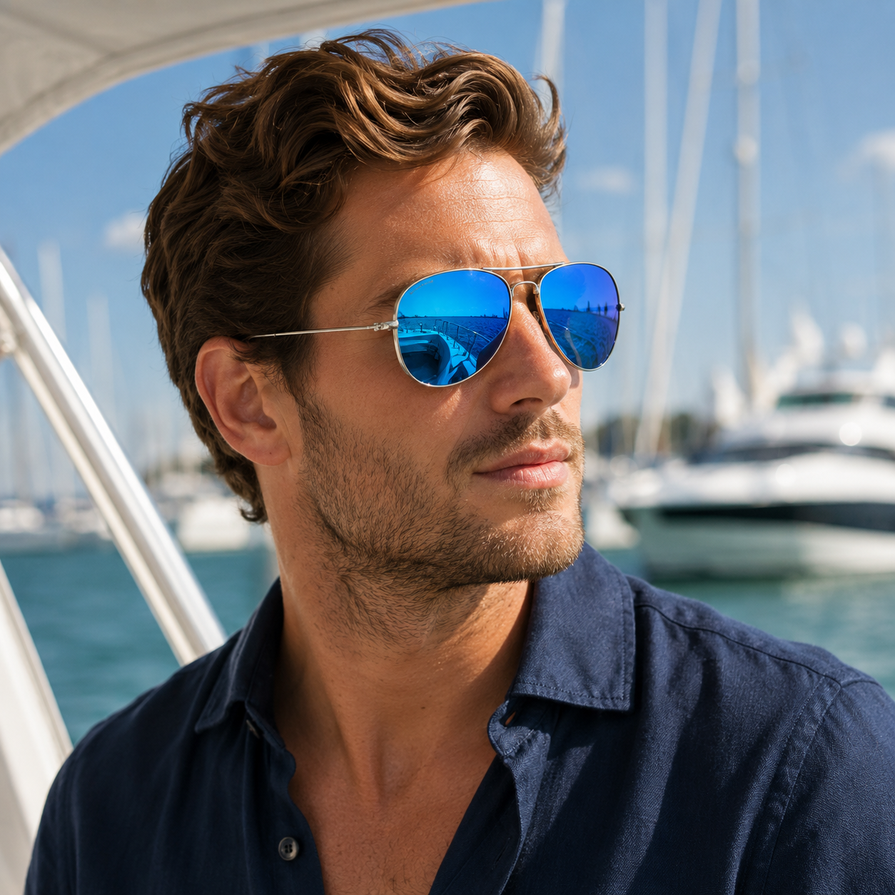 Silver Metal / Blue Mirror Polarized Lens 3