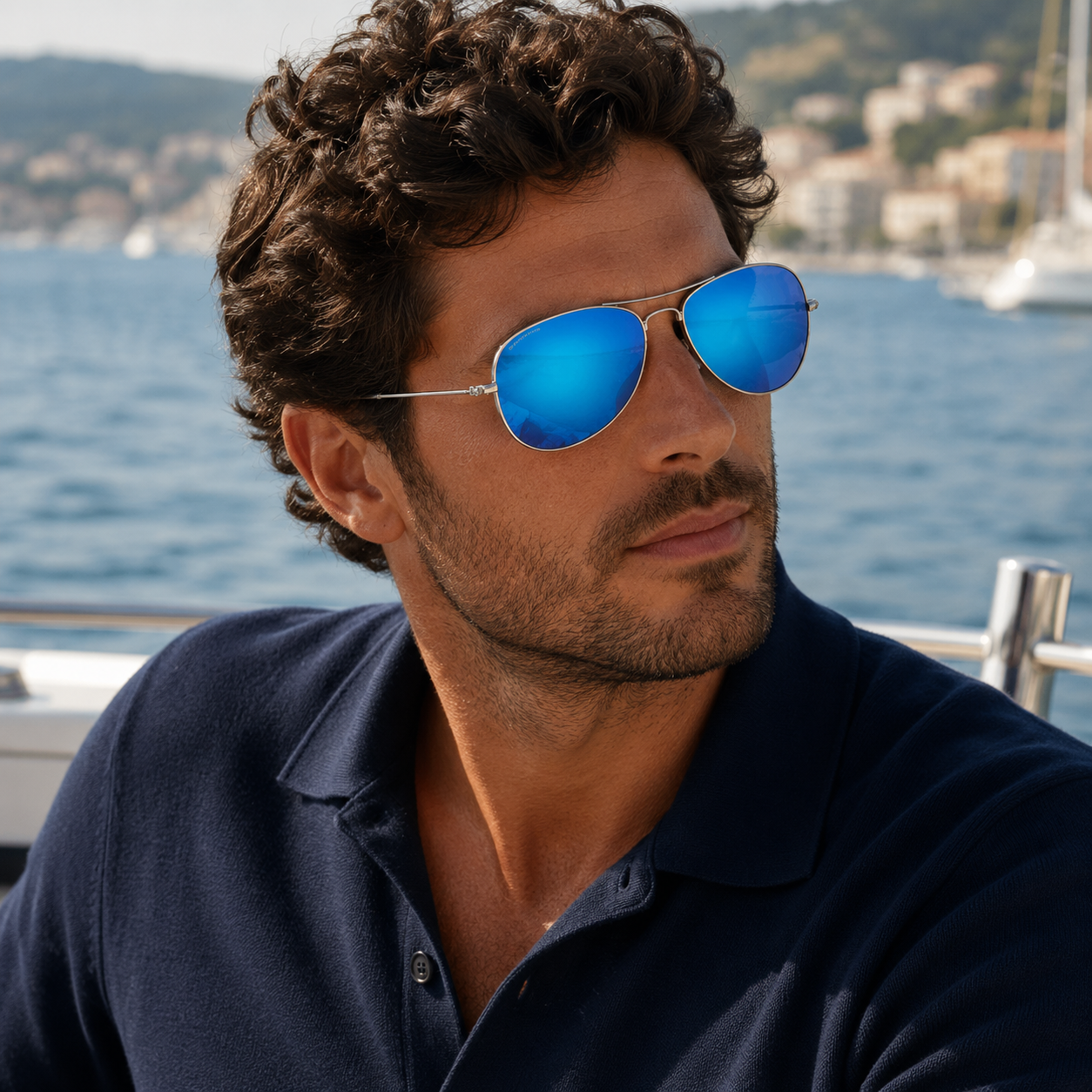 Silver Metal / Blue Mirror Polarized Lens 2