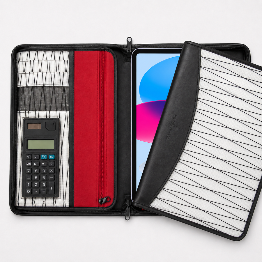 iPad Leather & Sailcloth Zip Portfolio