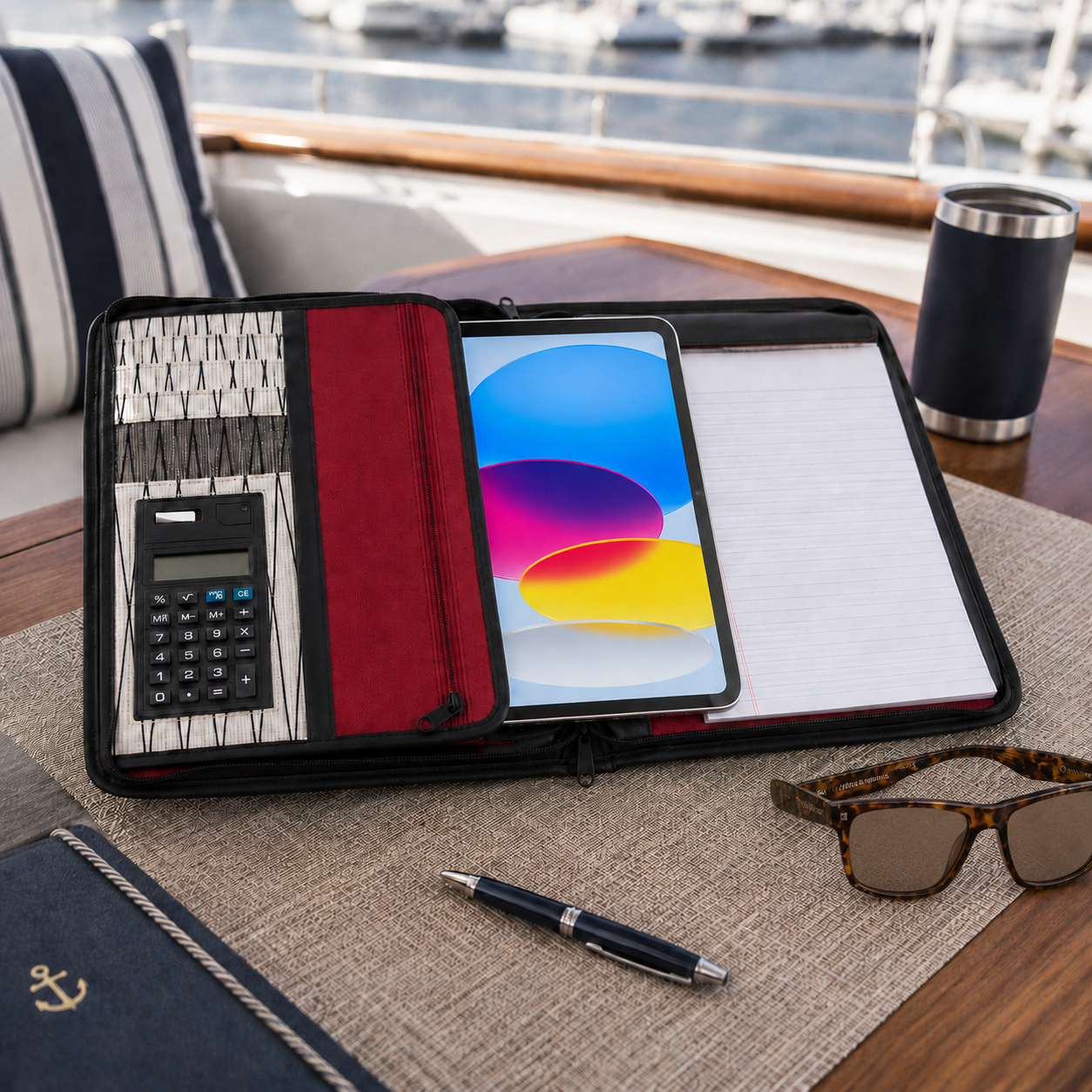 iPad Leather & Sailcloth Zip Portfolio 5